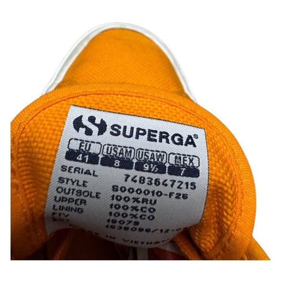 SUPERGA COTU Classic Designer Casual Summer Orange Sneakers Shoes Womens 9.5 - Picture 2 of 8